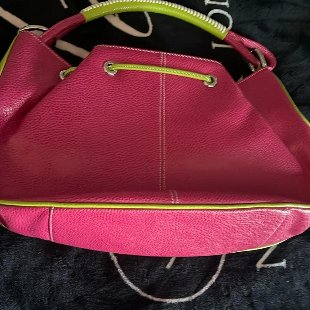 Pink pebble genuine leather shoulder bag